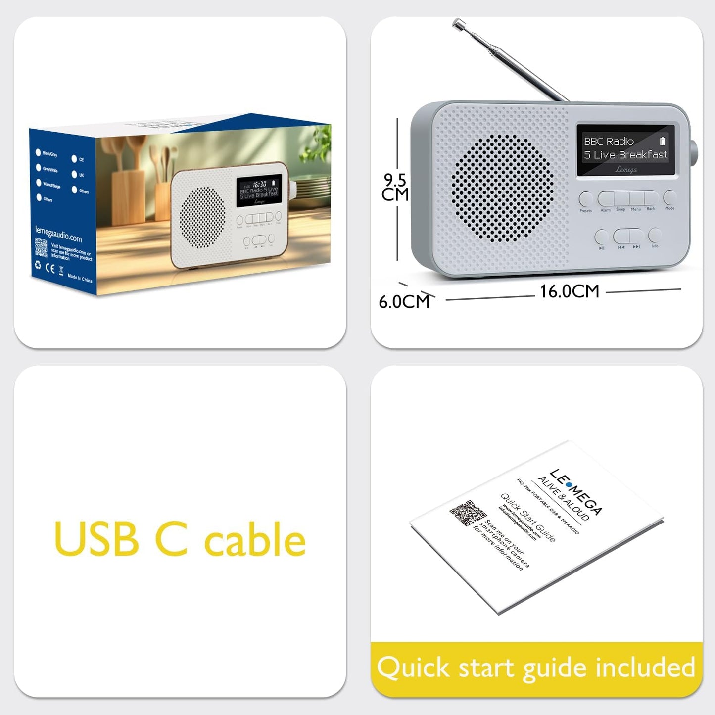 PR2-Max - Kompaktes DAB-Radio mit Bluetooth, PR2-MAX Grau