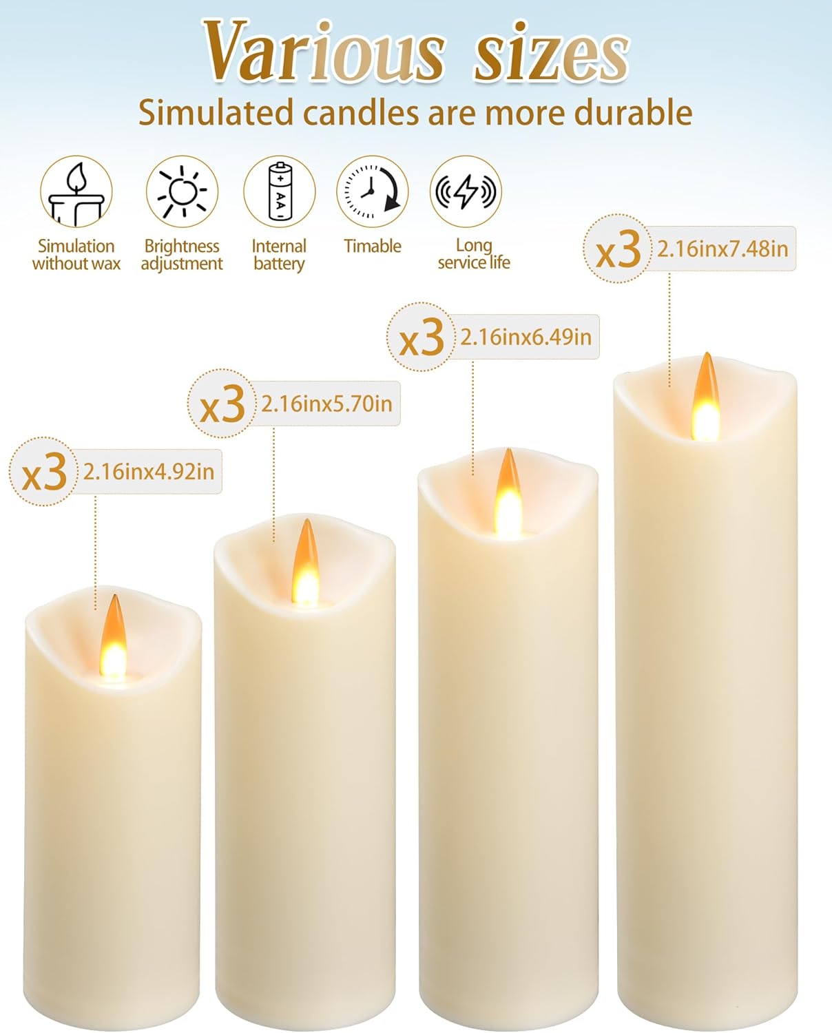 12 Stück LED-Kerzen, Kerzen mit Flammendocht-12pcs