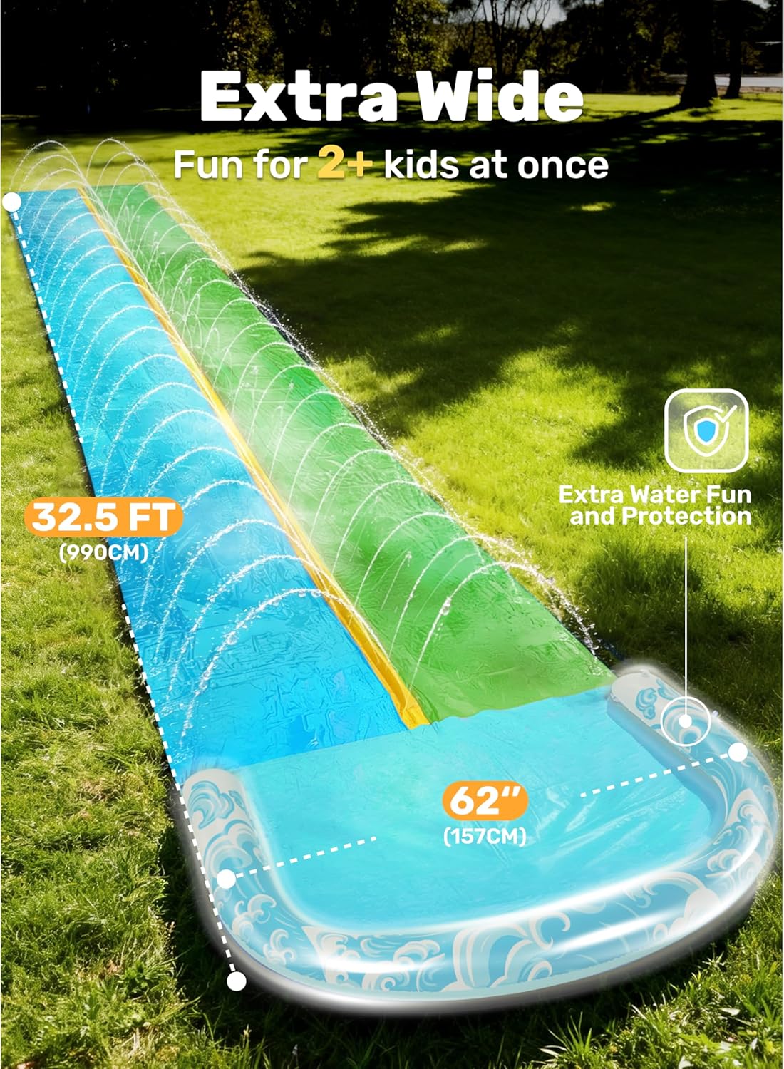Wasserrutsche mit Sprinkler, 990.6cm Blau, Grün