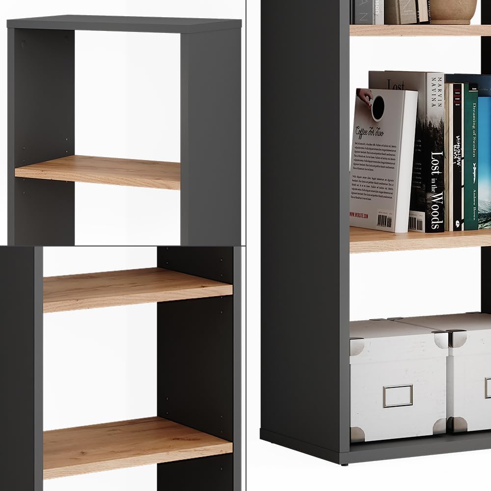 Standregal Orlando, Anthrazit/Goldkraft Eiche 90x40 cm