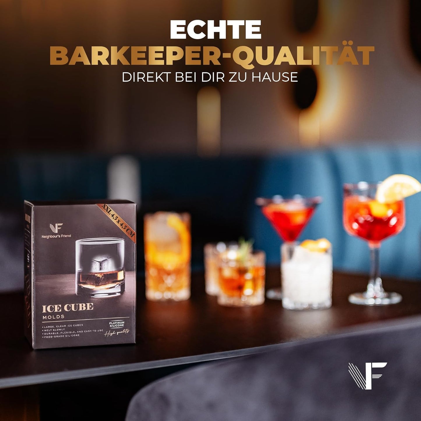 2er-Pack XXL Eiswürfelform für Whisky & Cocktails, Eiswürfelform