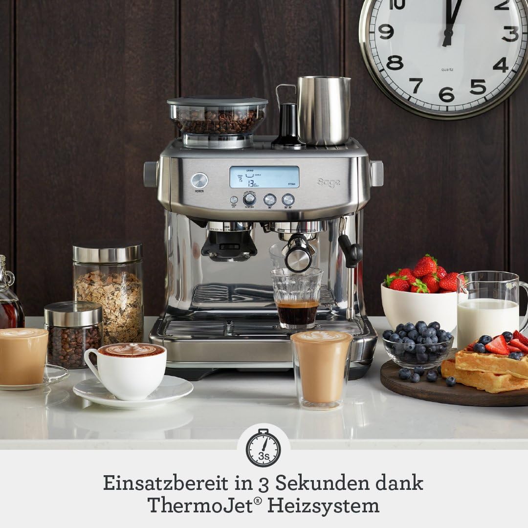 Kaffeemaschine mit manuellem Milchaufschäumer & Kegelmahlwerk, Schwarzer Trüffel Single