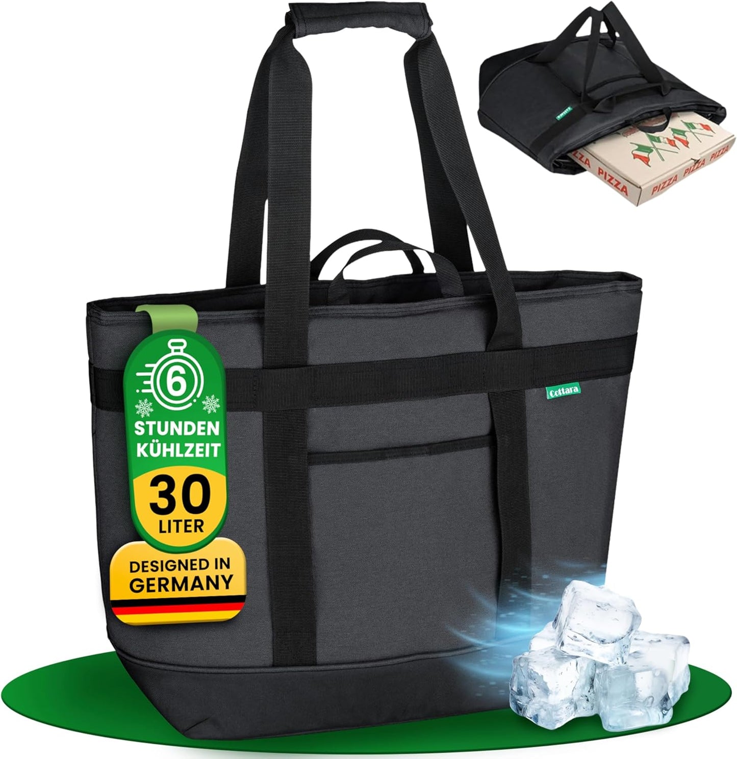 Faltbare Kühltasche, XL - 30 Liter Grau