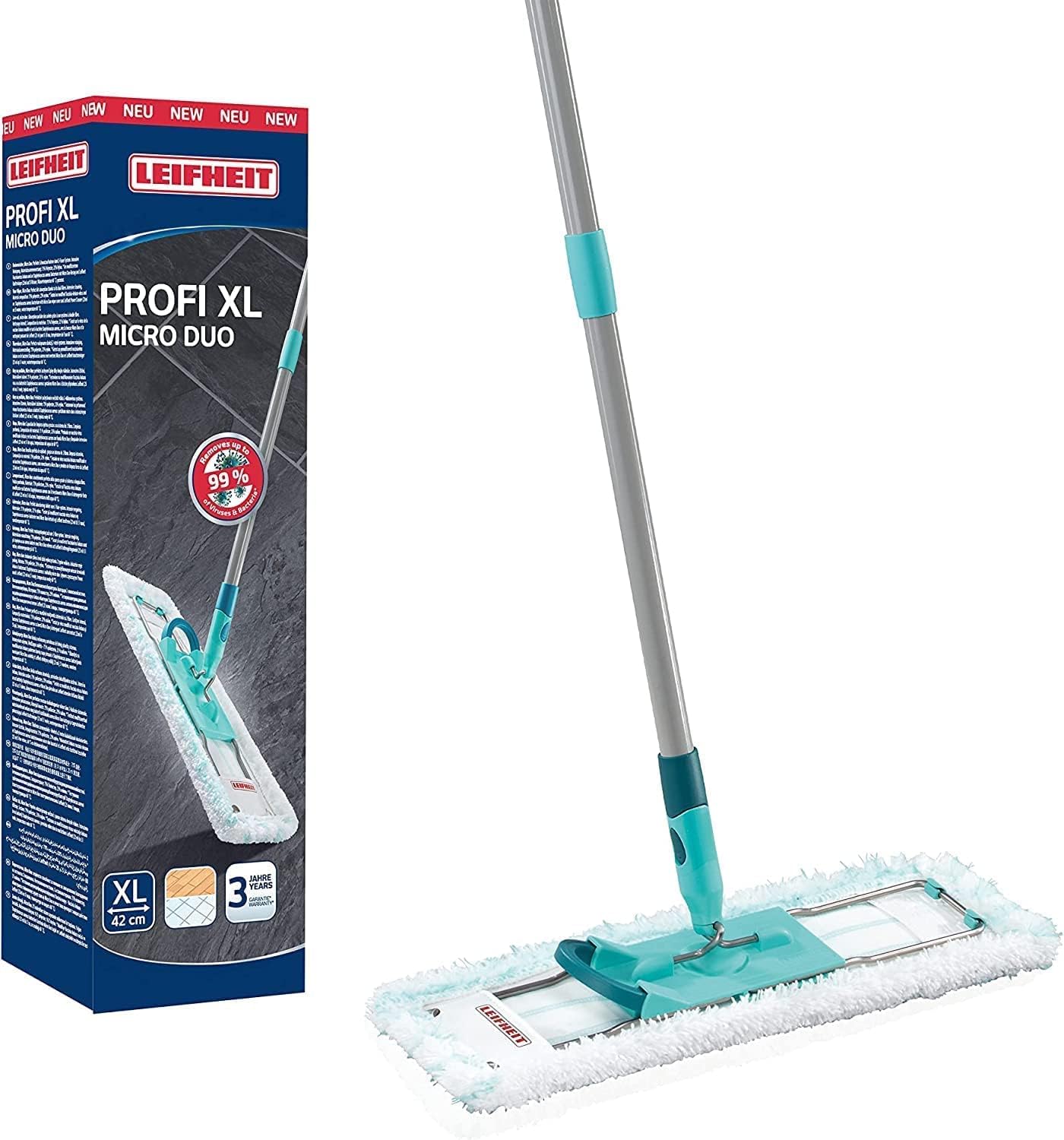 Rückenschonender Bodenwischer Profi XL Micro Duo, Allrounder, Eco Verpackung