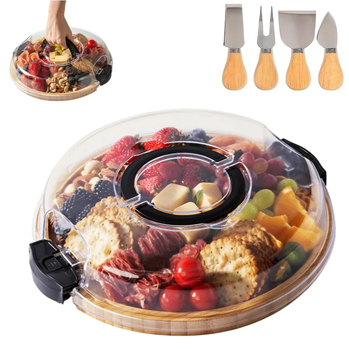 Käsebrett mit Deckel und Messer-Set, 10 cm