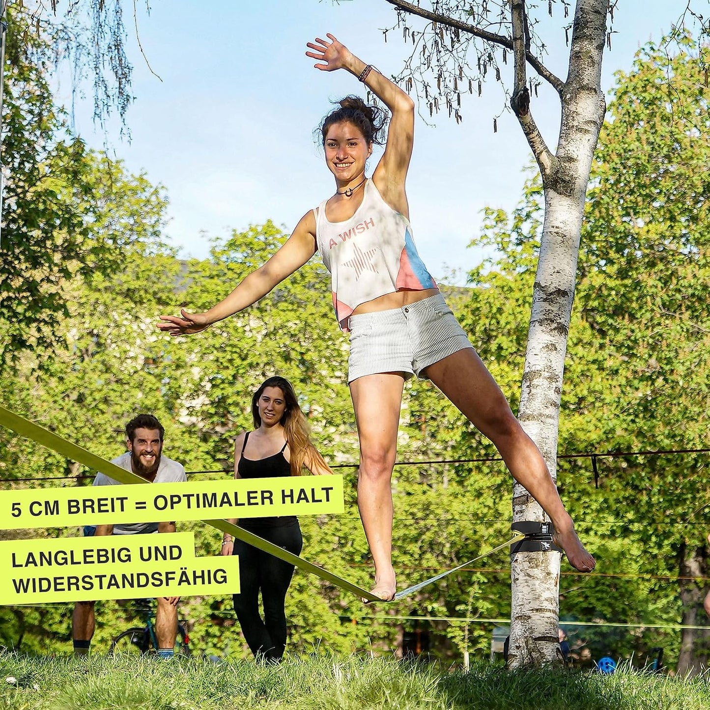 Slackline Komplett-Set 25 m, Gelb STANDARD Slackline
