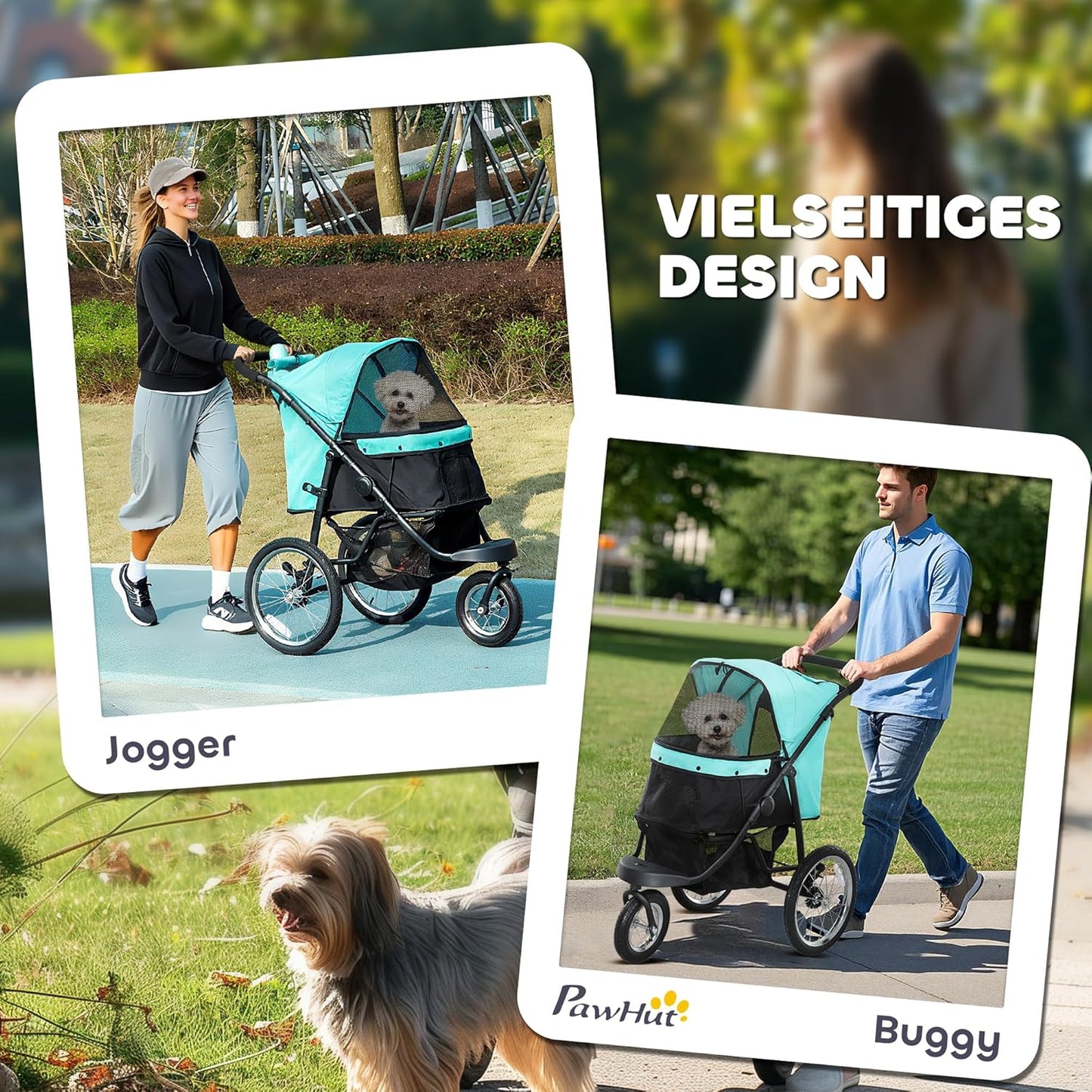 Klappbarer Hundewagen für kleine Haustiere, Türkis One Size