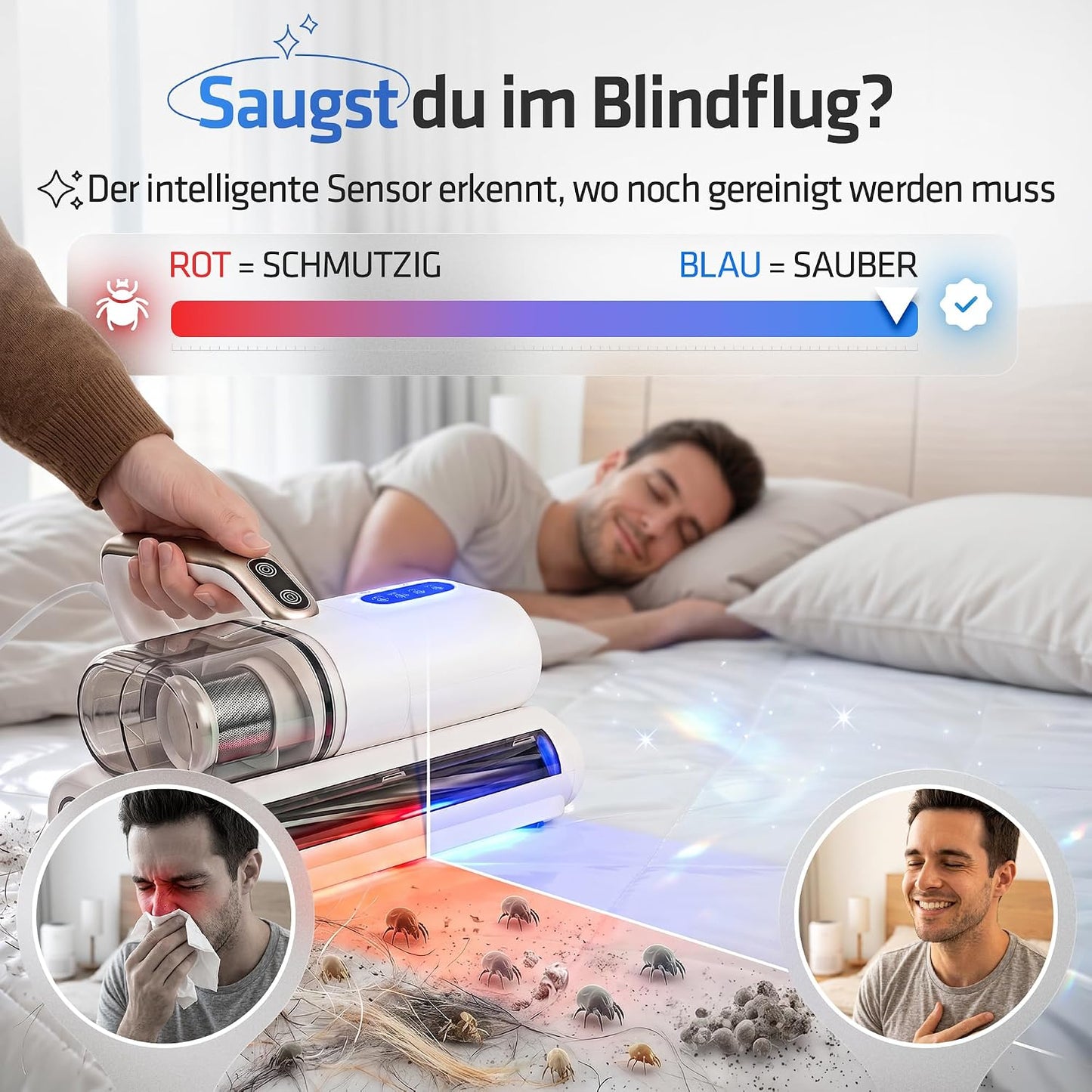 Milbensauger mit HEPA-Filter und UV-C Licht