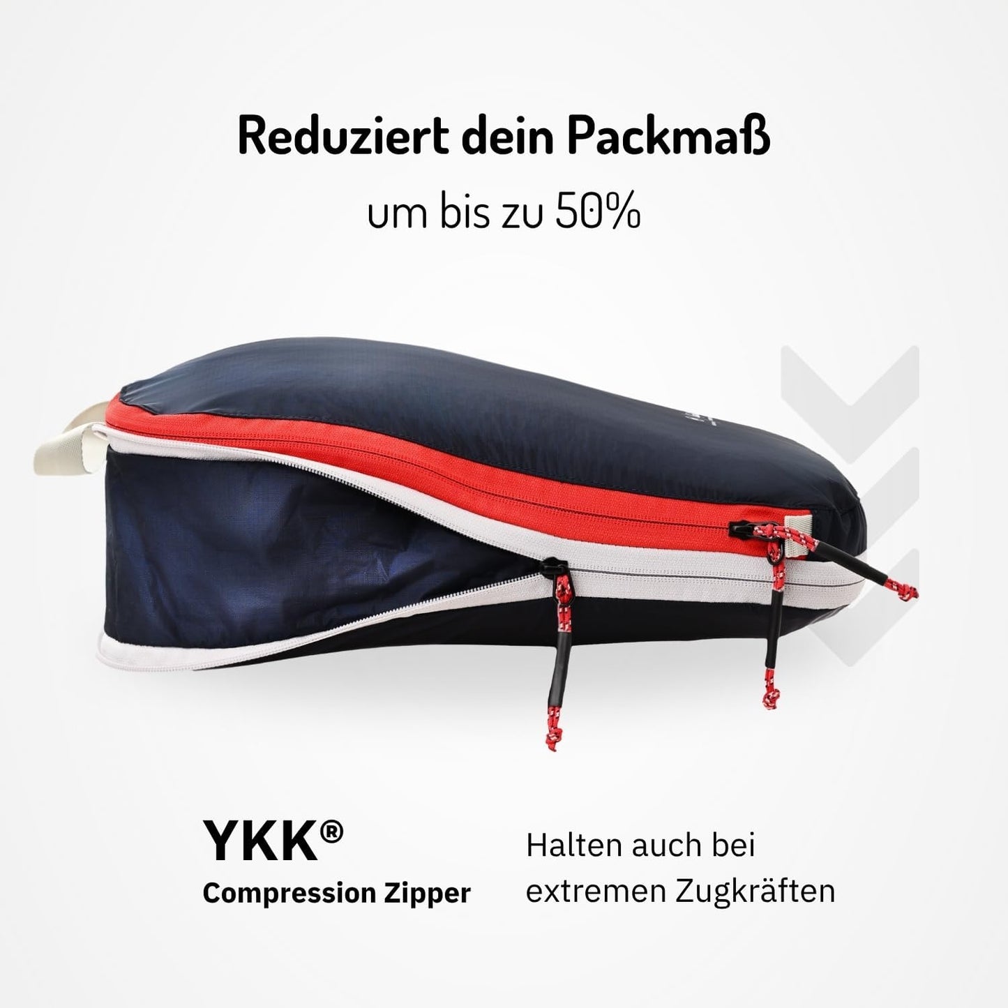 3er-Set Packtaschen mit Kompression, Blau / Grau