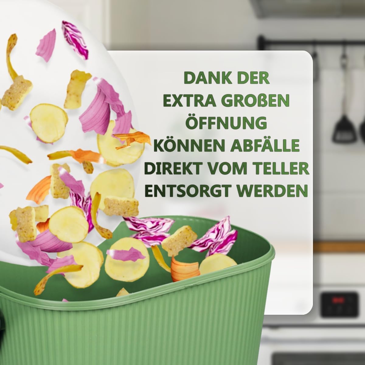 Komposteimer mit Aktivkohlefilter, 10L, Grün/Dunkelgrau