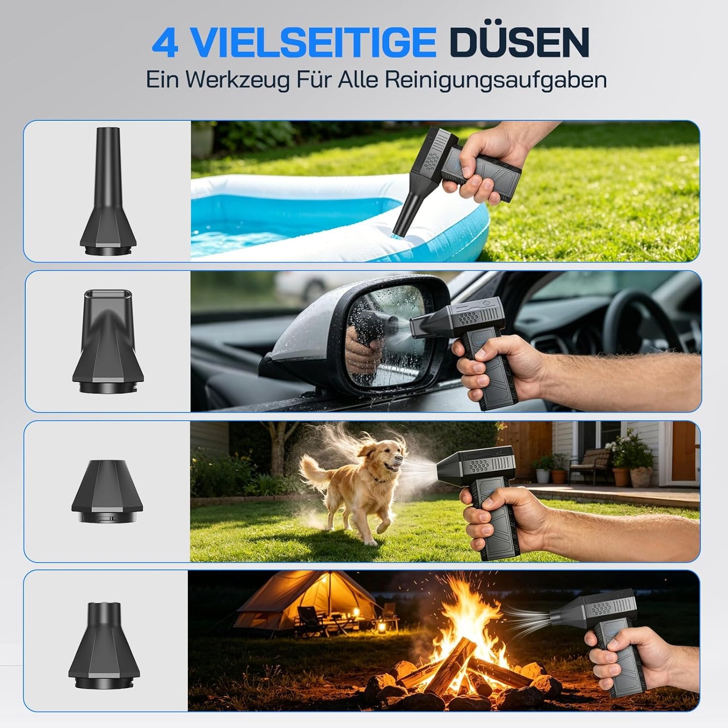 Elektrischer Luftentstauber, kabellos und leistungsstark