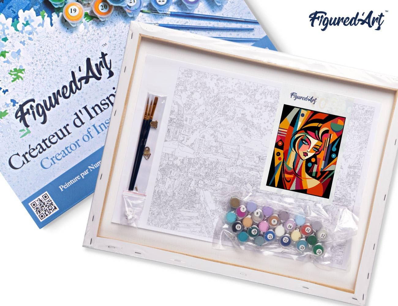 Malen nach Zahlen Set Abstrakte Frau im Picasso-Stil, Abstrakte Frau im Picasso Stil 40x50cm Mit Rahmen (bereits gespannt)