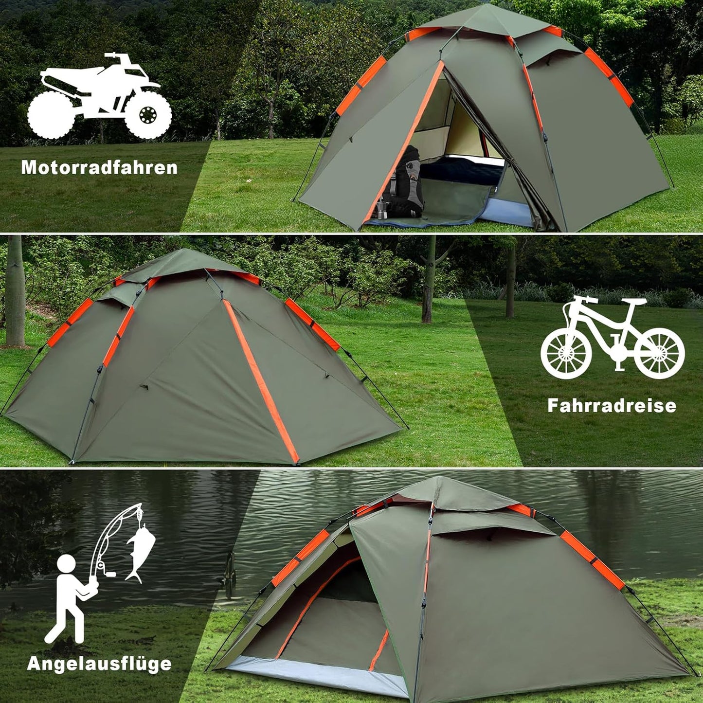 Pop Up Campingzelt für 2-4 Personen, wasserdicht