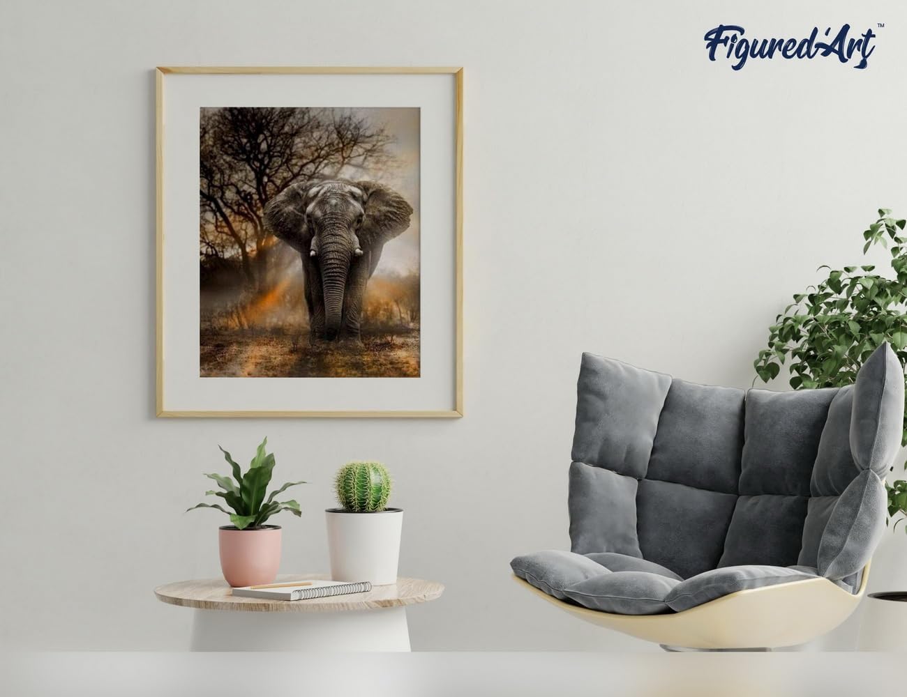 Malen nach Zahlen Set mit Rahmen - Einsamer Elefant, Einsamer Elefant 40x50cm Mit Keilrahmen (nicht gespannt)