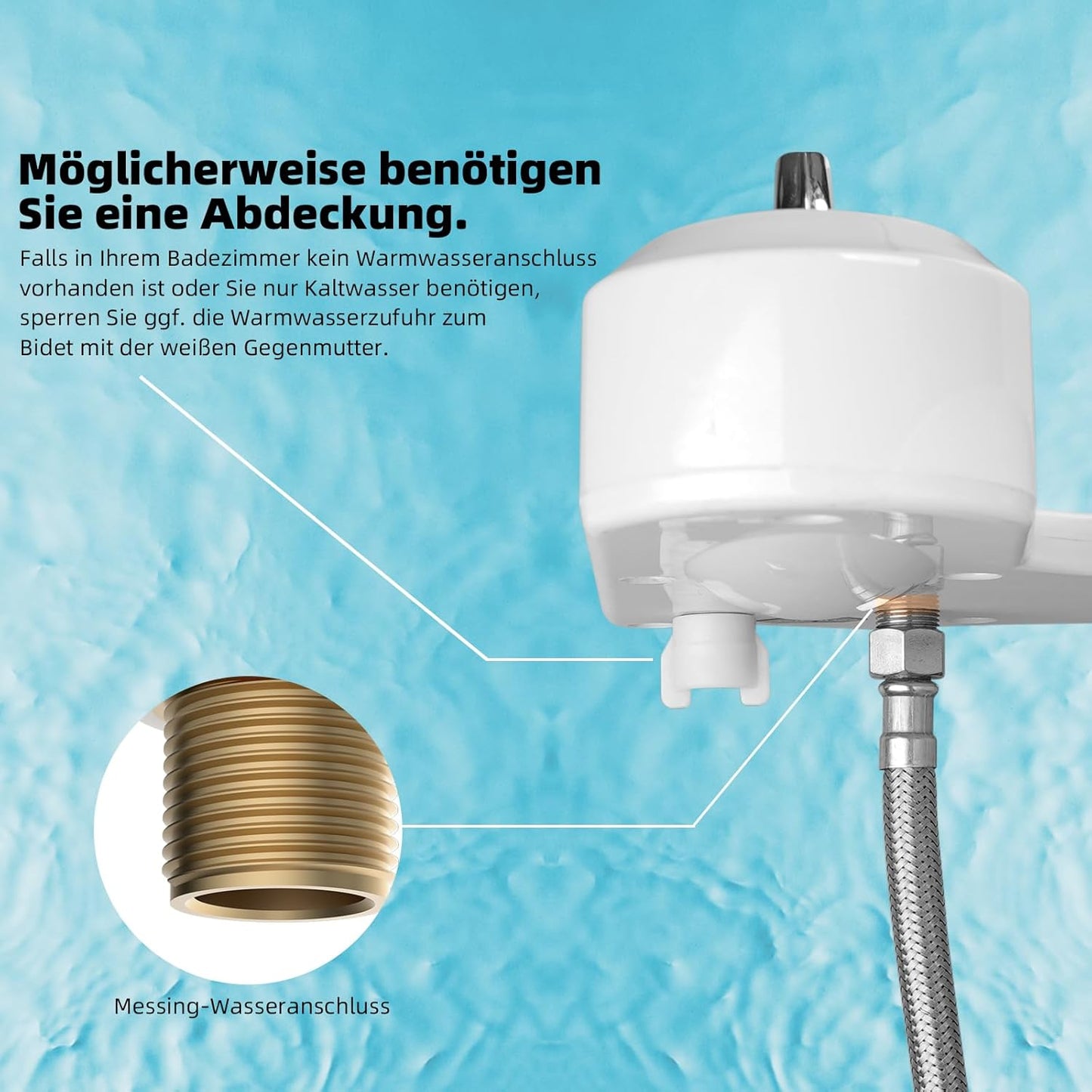 WC-Bidet-Aufsatz mit verstellbarem Wasserstrahl, Bidet Attachment (Verbinder 1/2")