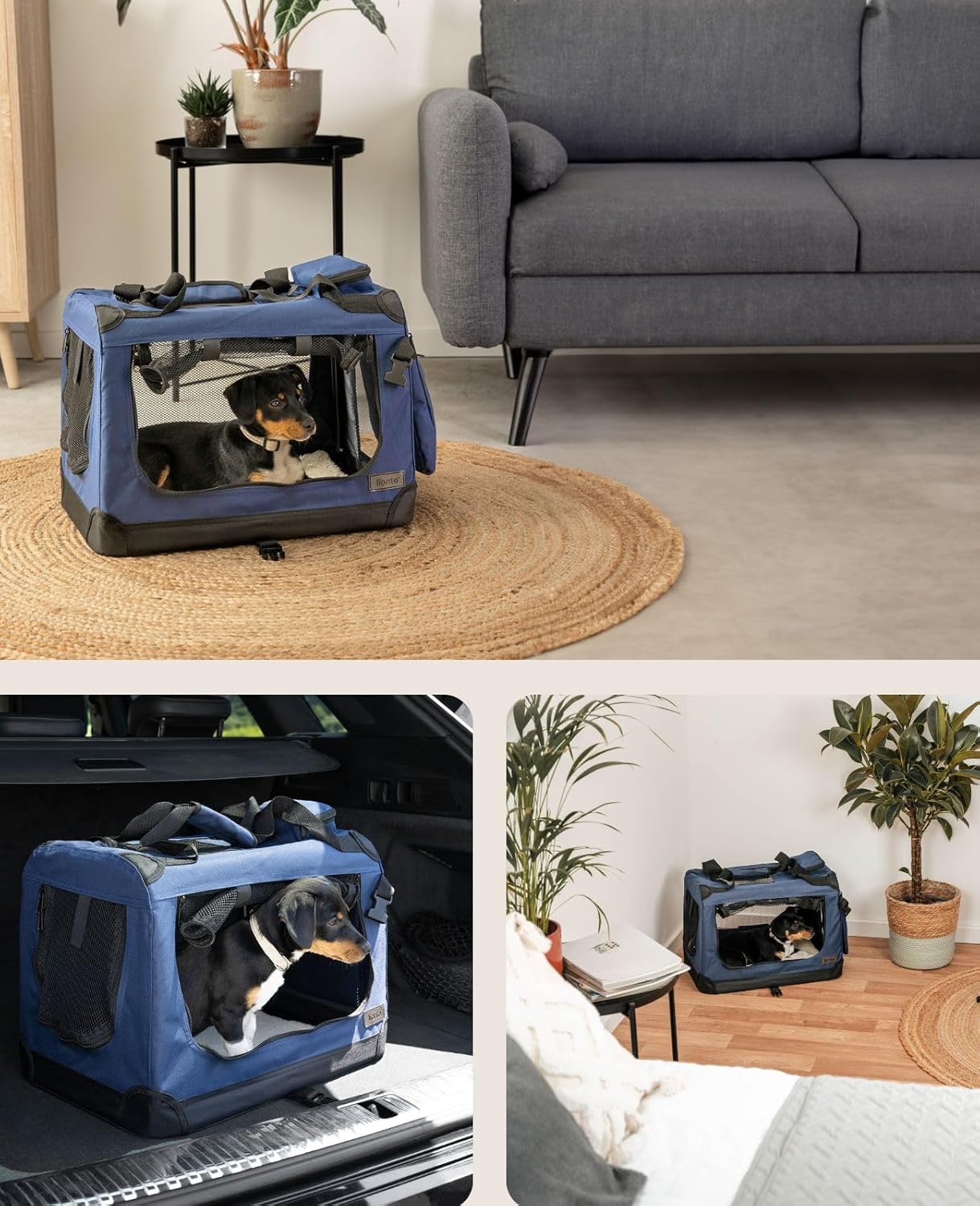 Hundetransportbox, Dunkelblau, 1 - XS: 50x34x36 cm