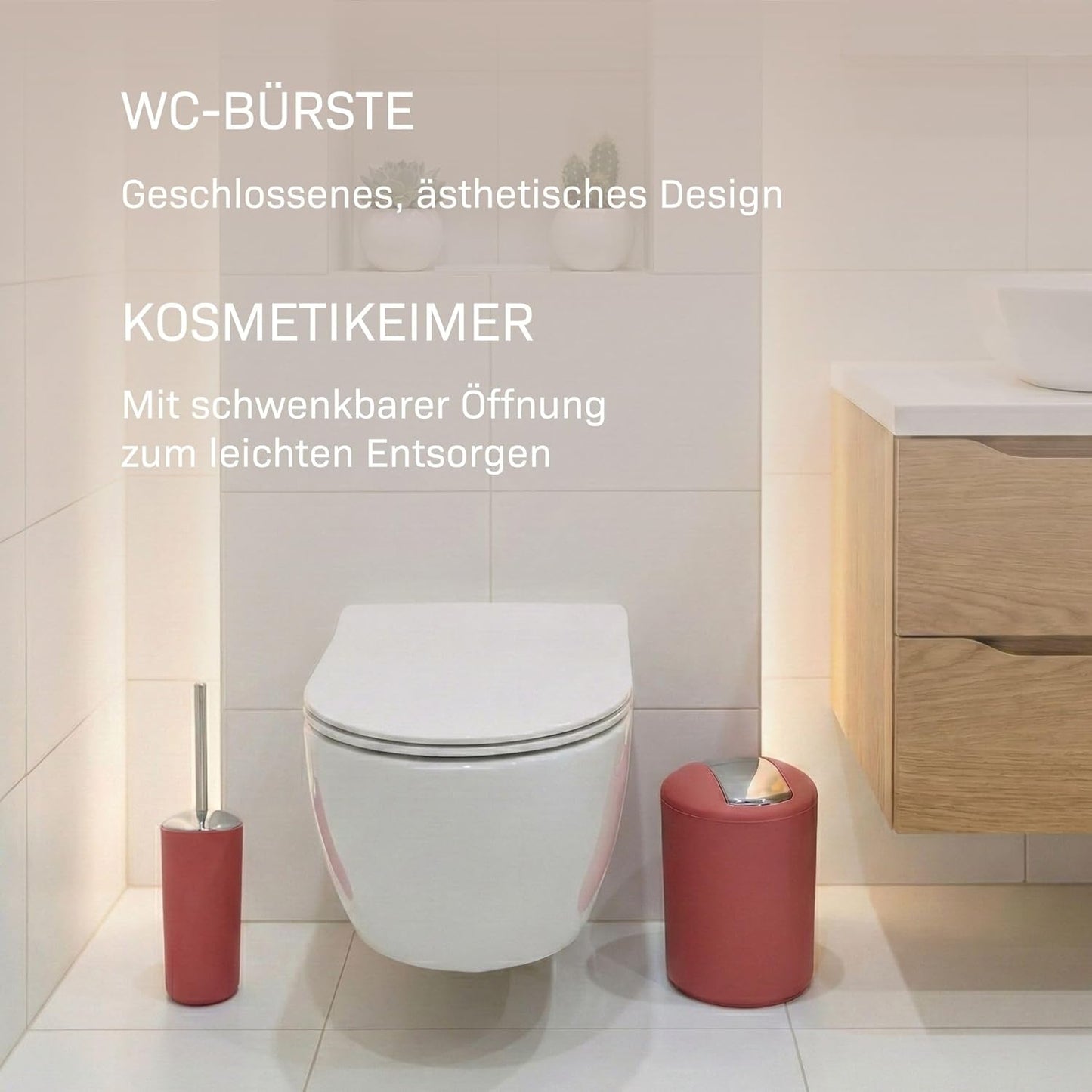 6-teiliges Badezimmer-Zubehörset, Rot