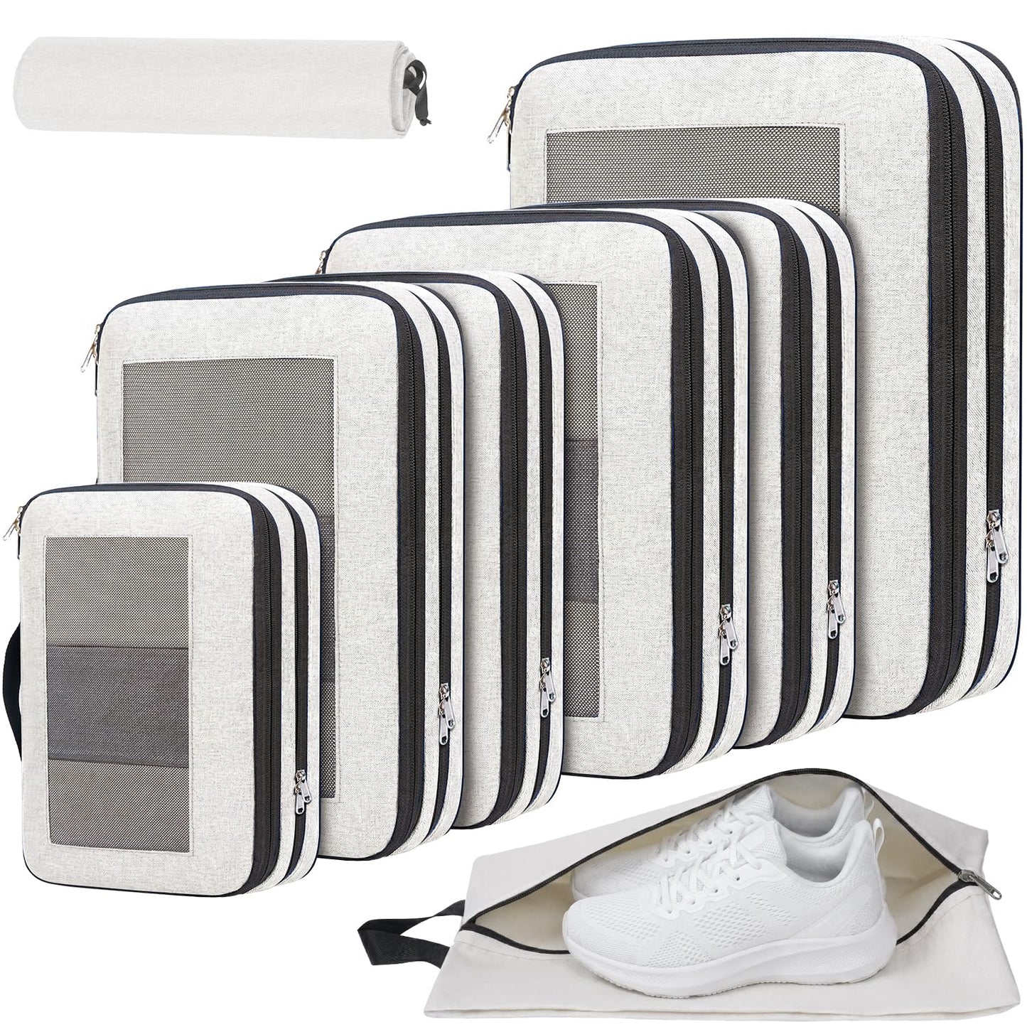 Kompressions-Packwürfel-Set, Creme 8 Set