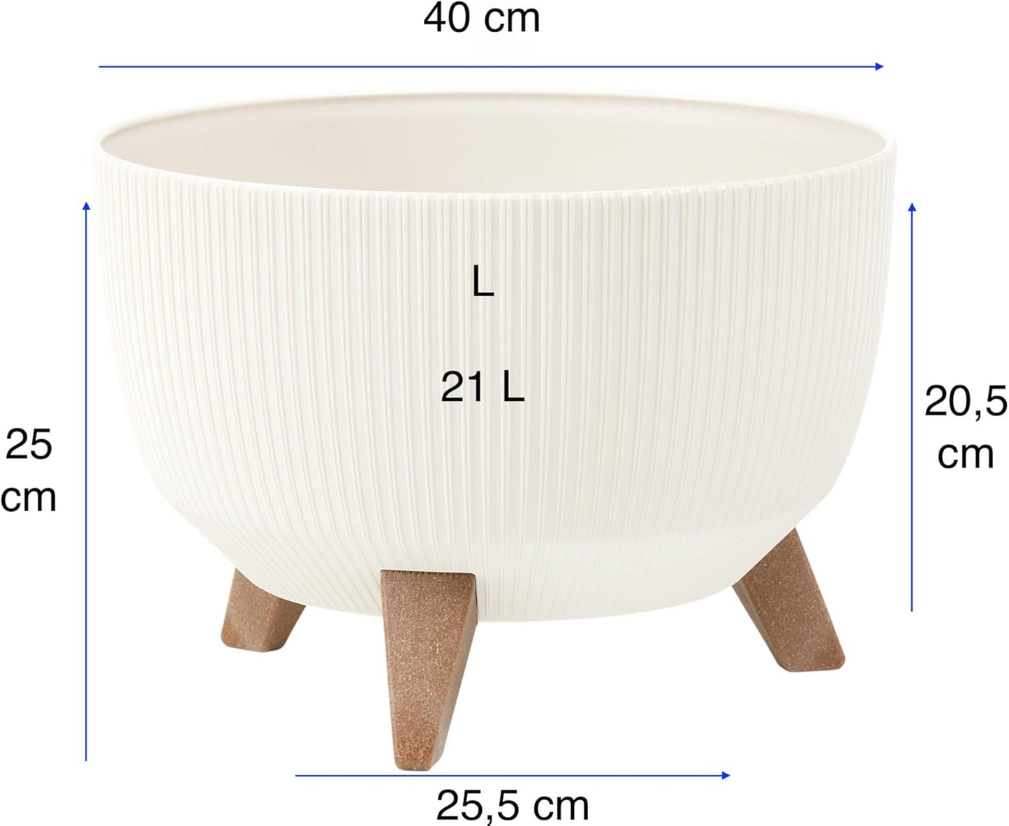 Blumentopfschale mit Füssen, Creme L - 40 cm