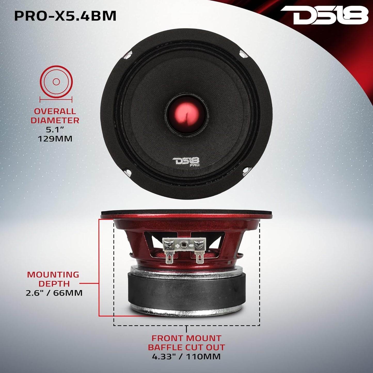 PRO-X5.4BM Midrange Lautsprecher (5,25 Zoll), 13 cm 13 Zentimeter