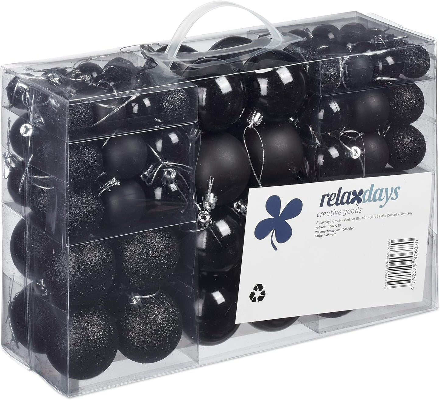 100er Set Weihnachtskugeln, Schwarz