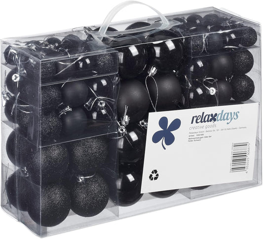 100er Set Weihnachtskugeln, Schwarz