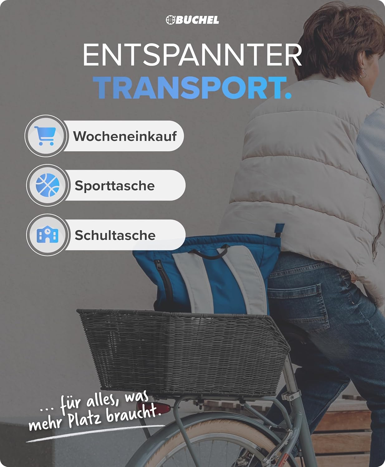 Fahrradkorb inkl. Befestigungsmaterial, grau Single