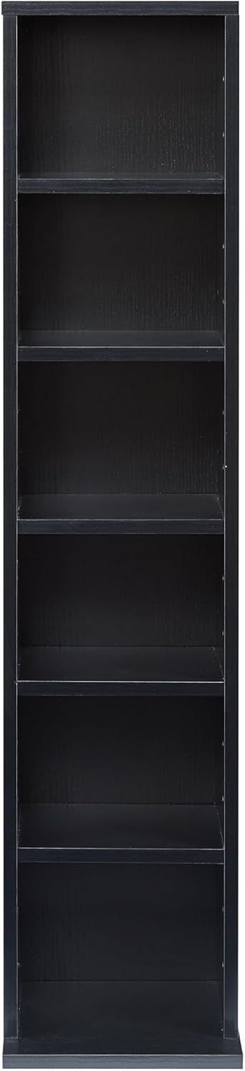 Regal für CDs und DVDs mit 6 Fächern, Schwarz 90 x 20 x 20 cm