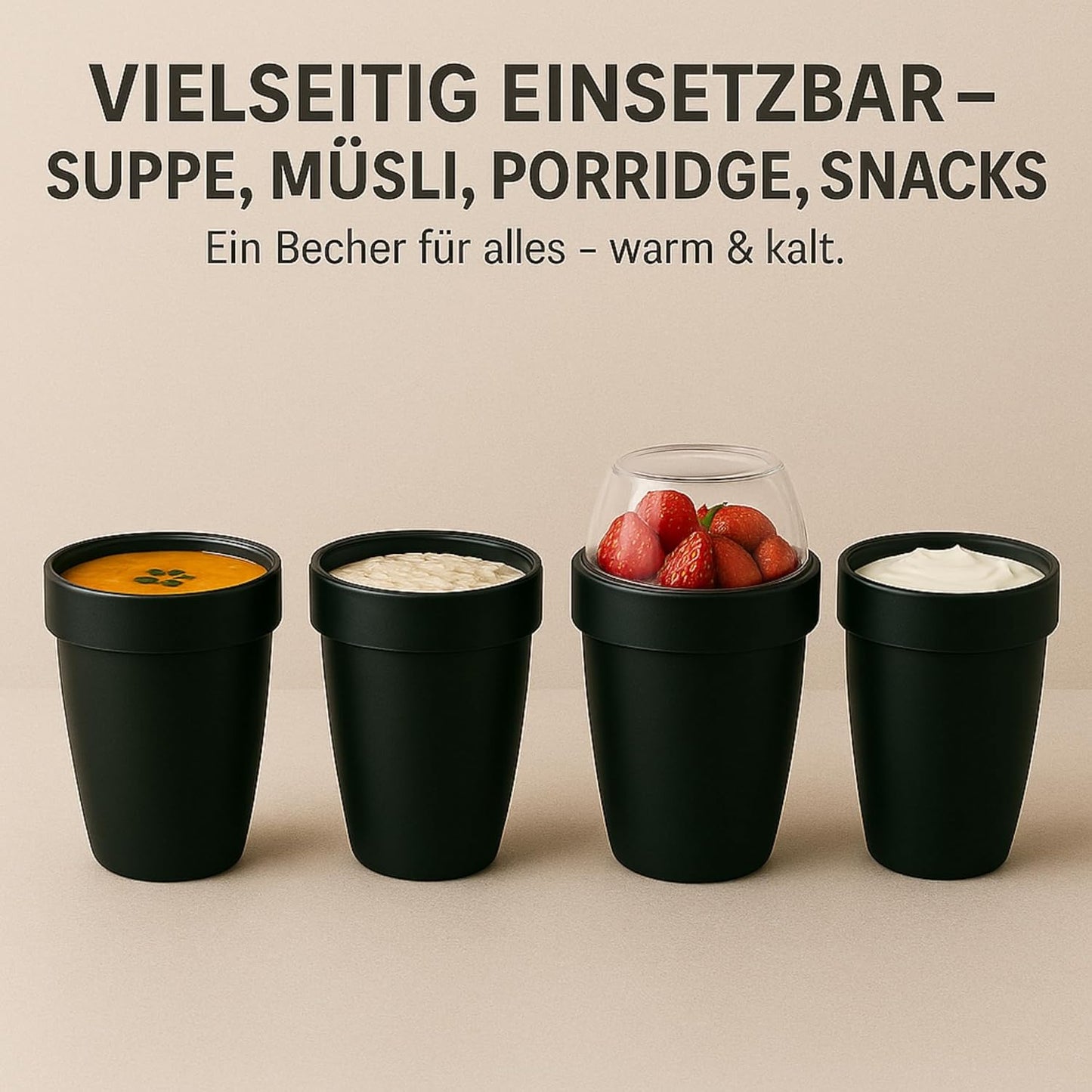 2in1 Müslibecher mit auslaufsicheren Fächern, 700 ml (1er Pack)