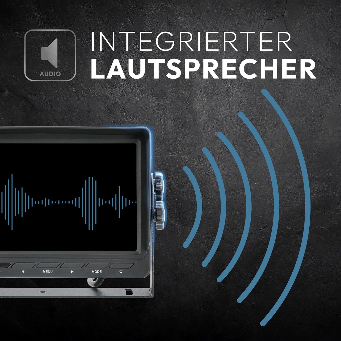 Rückfahrmonitor mit 7-Zoll-Bildschirm und 2 Kameraeingängen, Schwarz