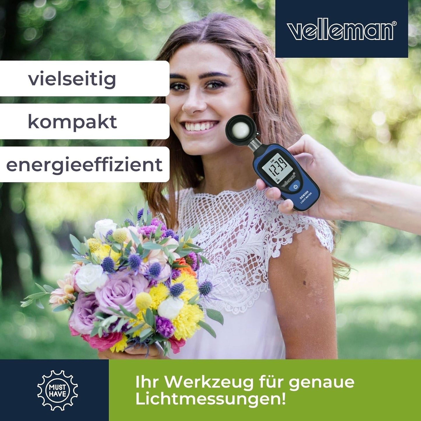 Digitales Luxmeter bis 200.000 Lux, tragbar