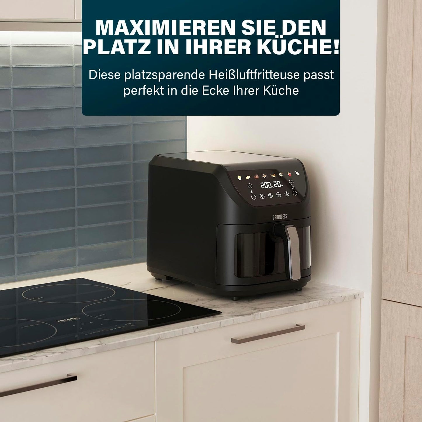 SlimFry Airfryer mit 8 Programmen, Bunte Symbole 8 l