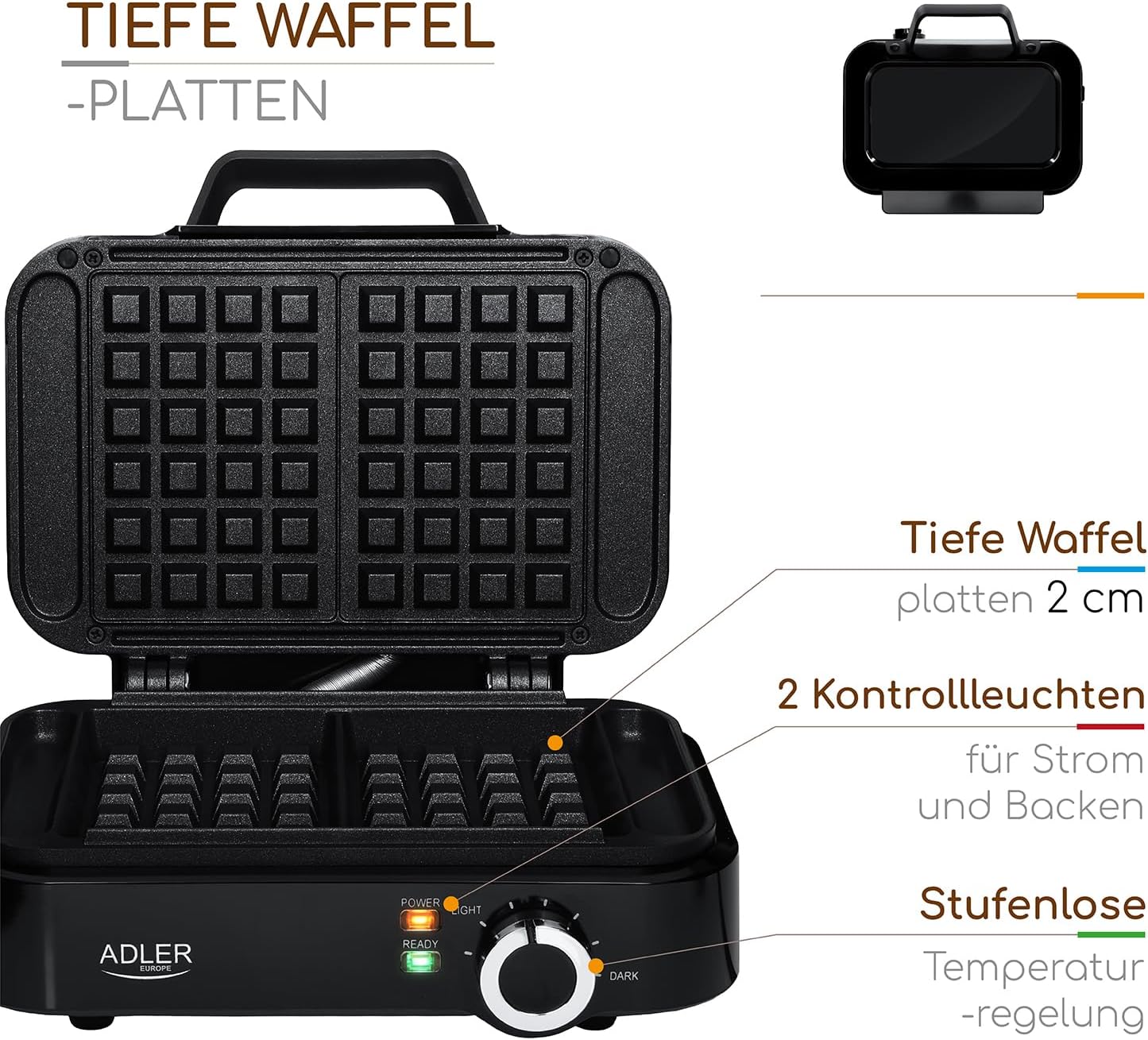 Kleines Doppelwaffeleisen mit Antihaftbeschichtung