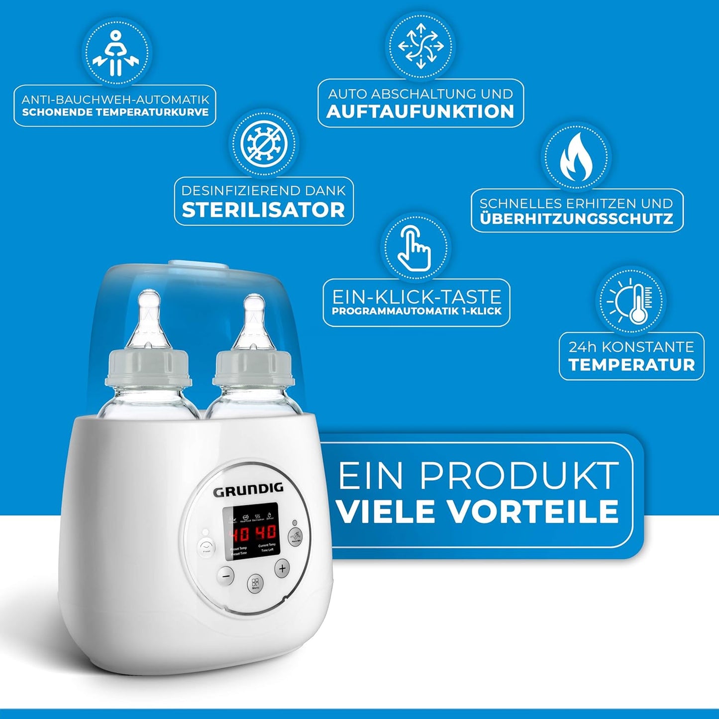 Flaschenwärmer mit Sterilisator und Warmhaltefunktion