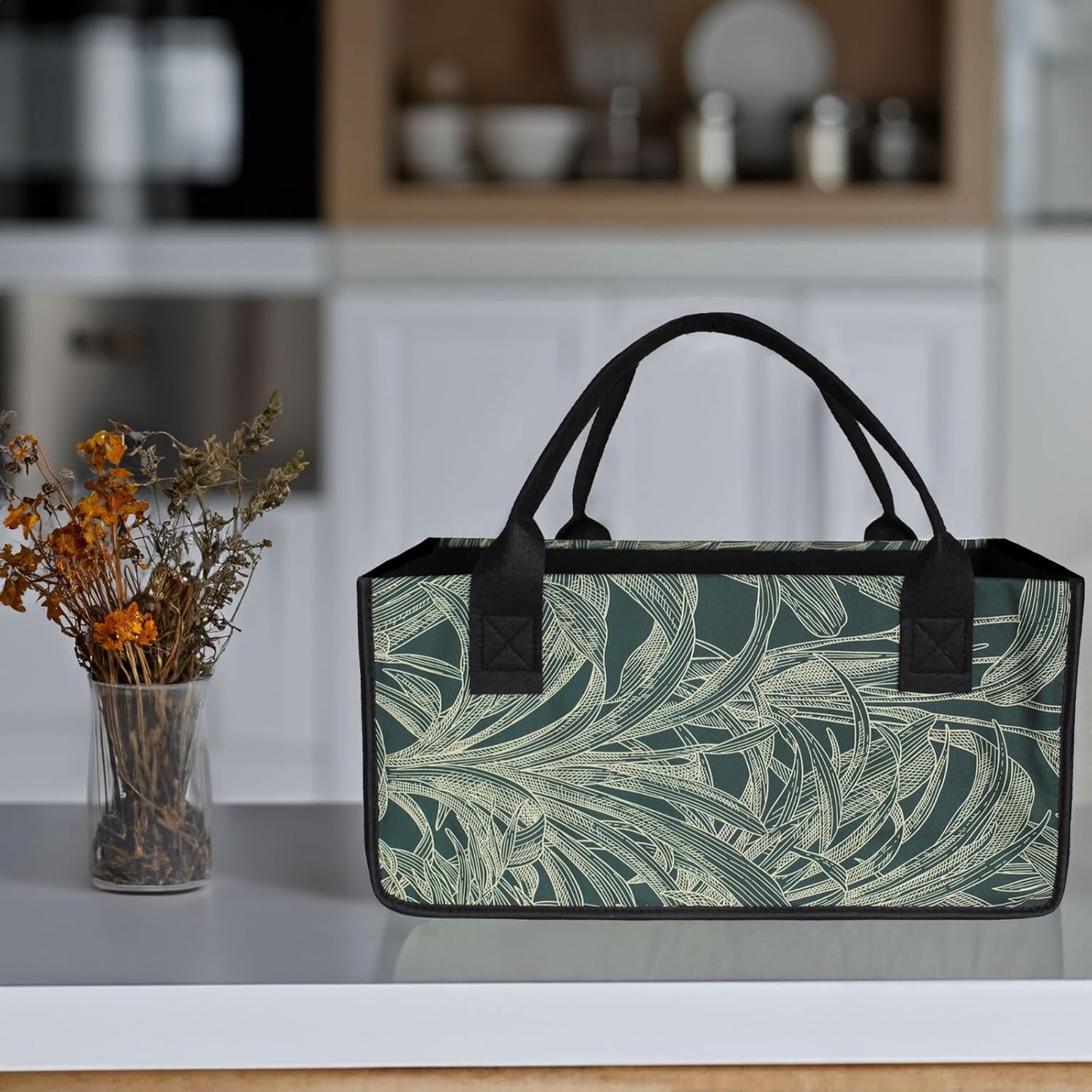 2-teiliges Filztaschen Set, Blume - Grün