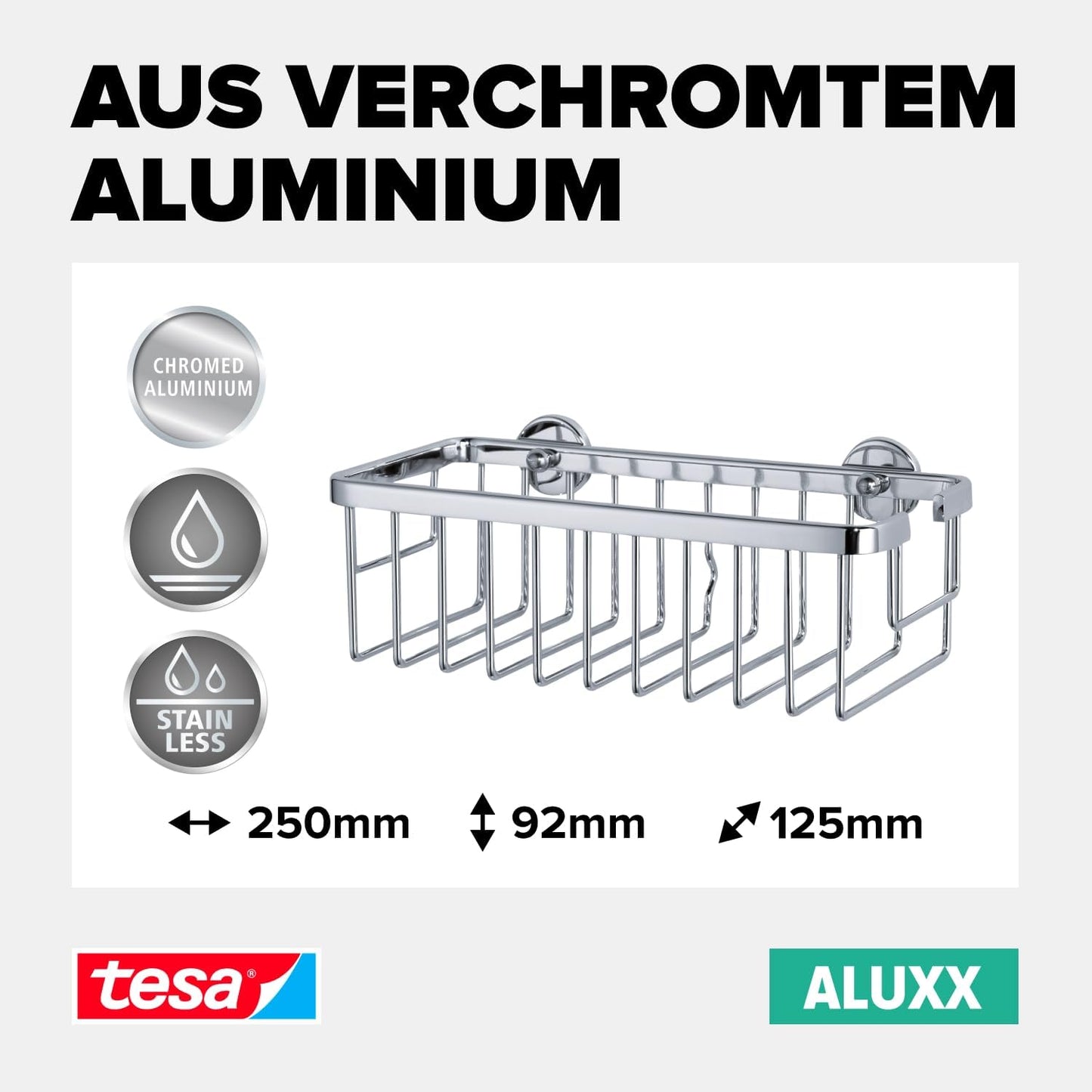 ALUXX Duschkorb mit Klebelösung, rostfrei, Duschkorb