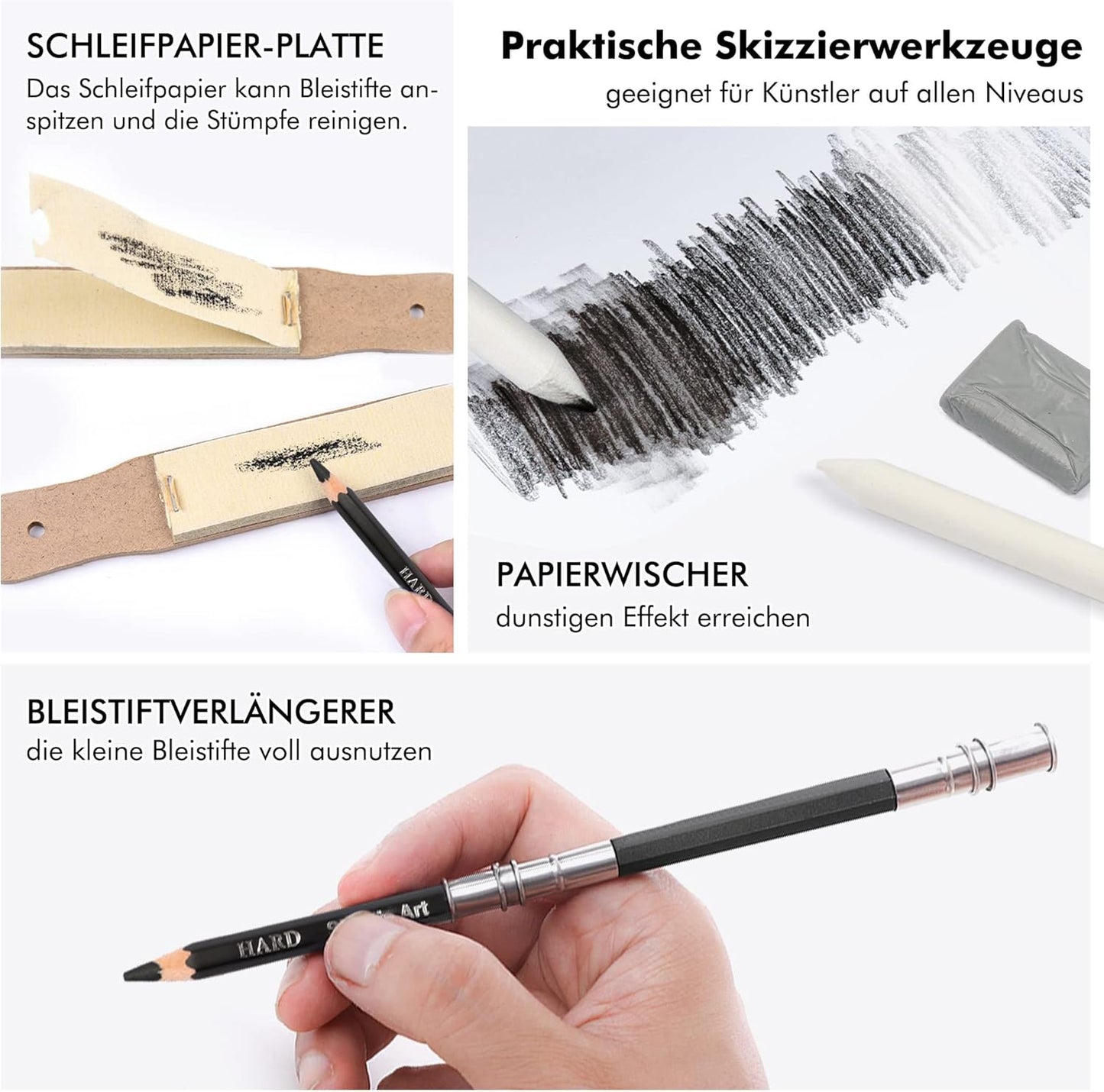 37-teiliges Zeichenstifte Set inkl. Tasche und Skizzenbuch