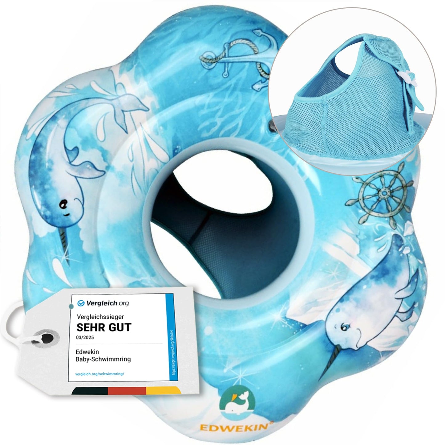 Baby-Schwimmring ab 6 Monate bis 3 Jahre, Narwal