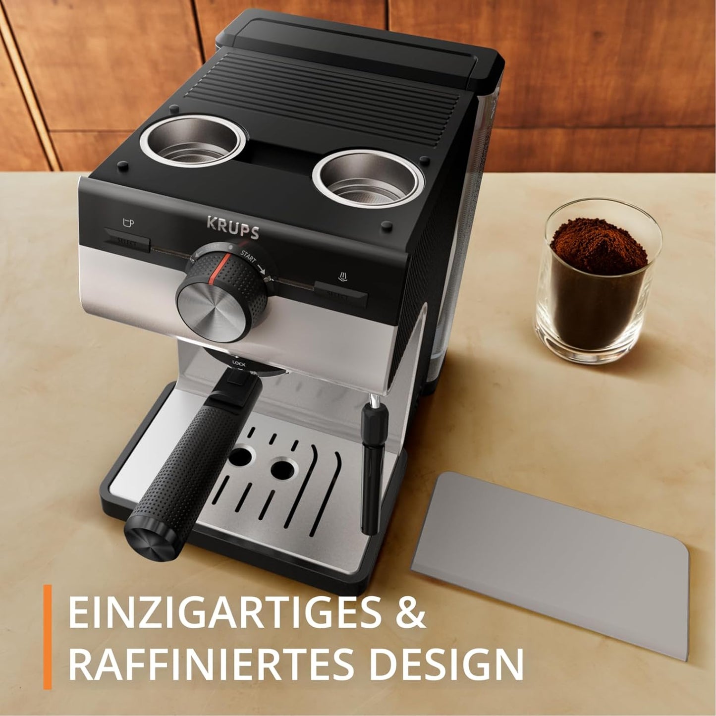 Authentic Espresso-Siebträgermaschine mit Dampfdüse, Creme