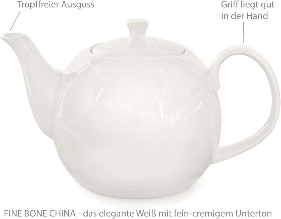 Porzellan-Teekanne, 1500 ml Weiß