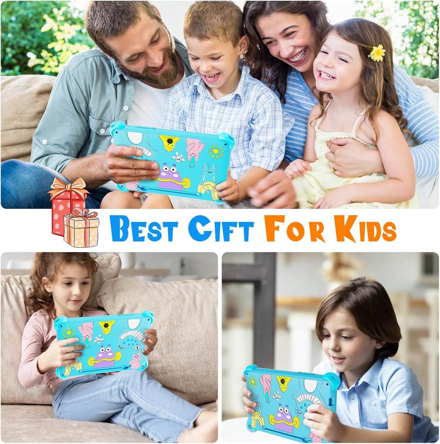 Kinder Tablet mit Kindersicherung und Lern-Apps, Blau