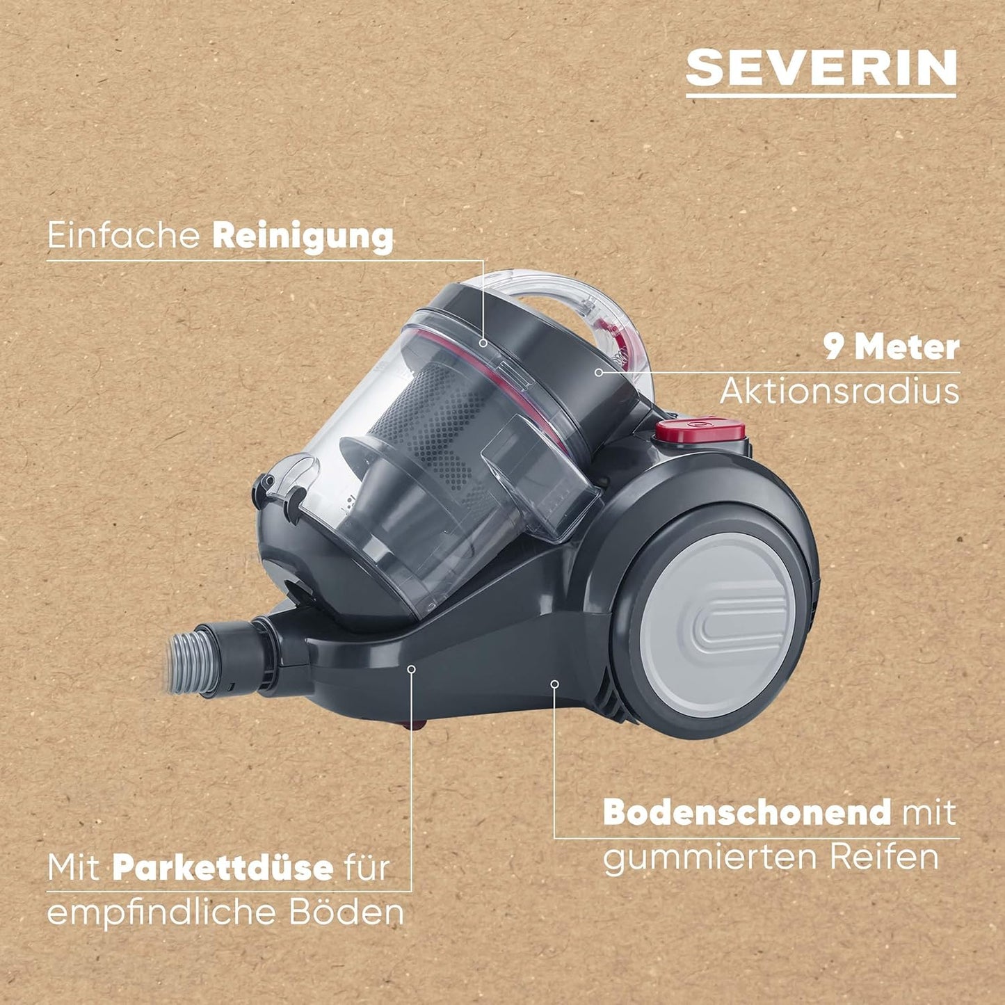 Beutelloser Zyklon-Staubsauger CY 7089, HEPA 13 Filter, 750 W, 2.1 L