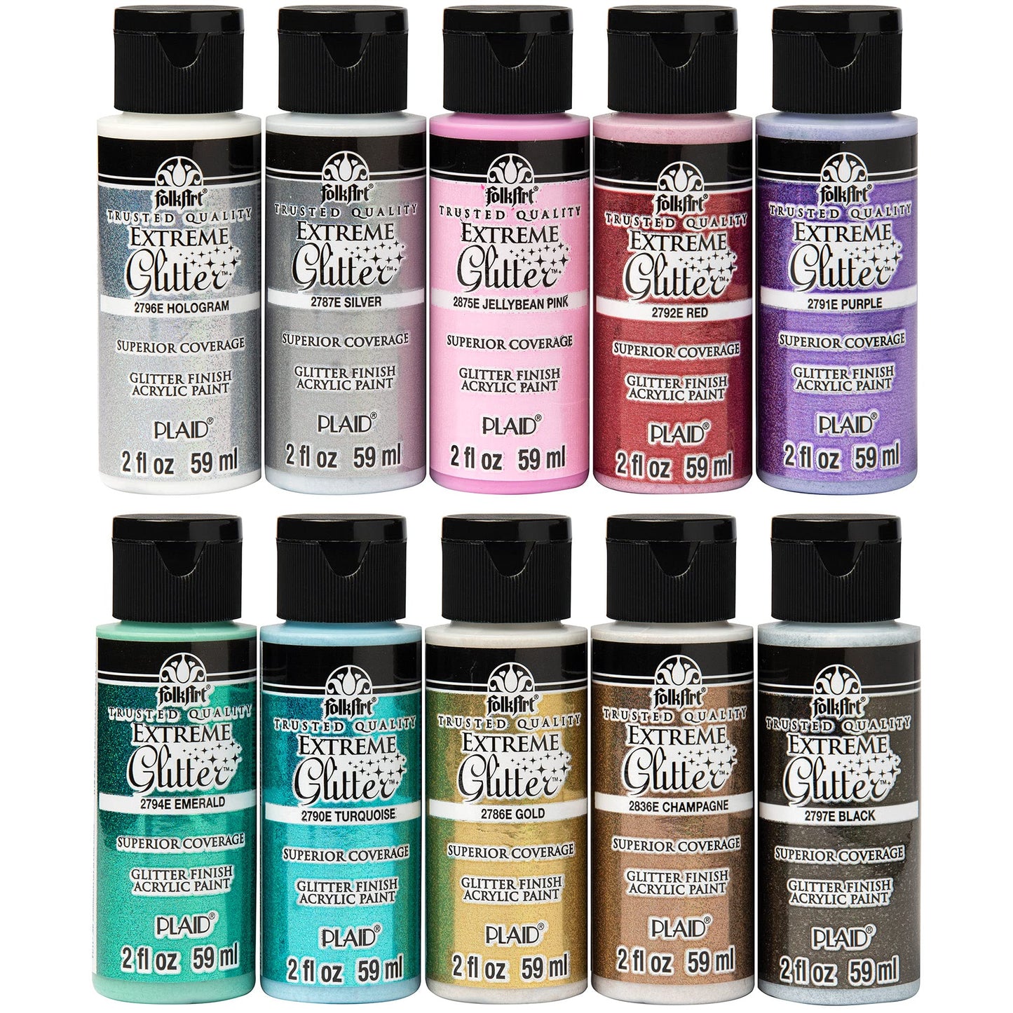 Extreme Glitter Acrylfarben-Set 10 x 59 ml, Extremer Glitzer.