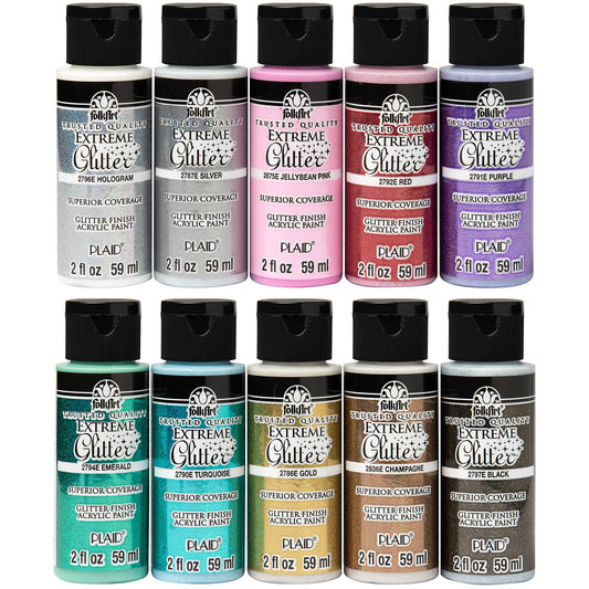 Extreme Glitter Acrylfarben-Set 10 x 59 ml, Extremer Glitzer.
