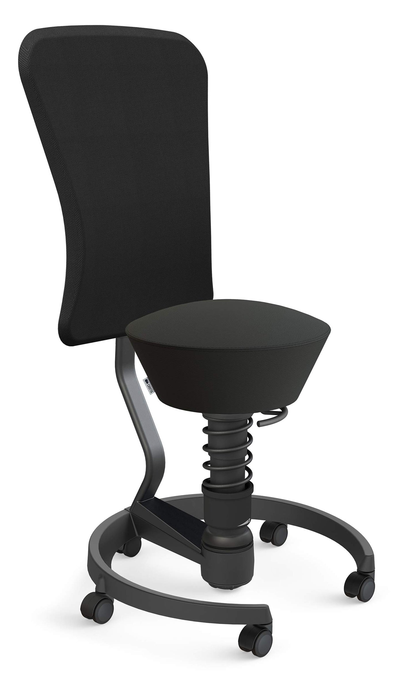 Ergonomischer Swopper mit Rückenlehne, Gestellfarbe - Schwarz Kunstleder Uruguay Sitzfarbe - Schwarz