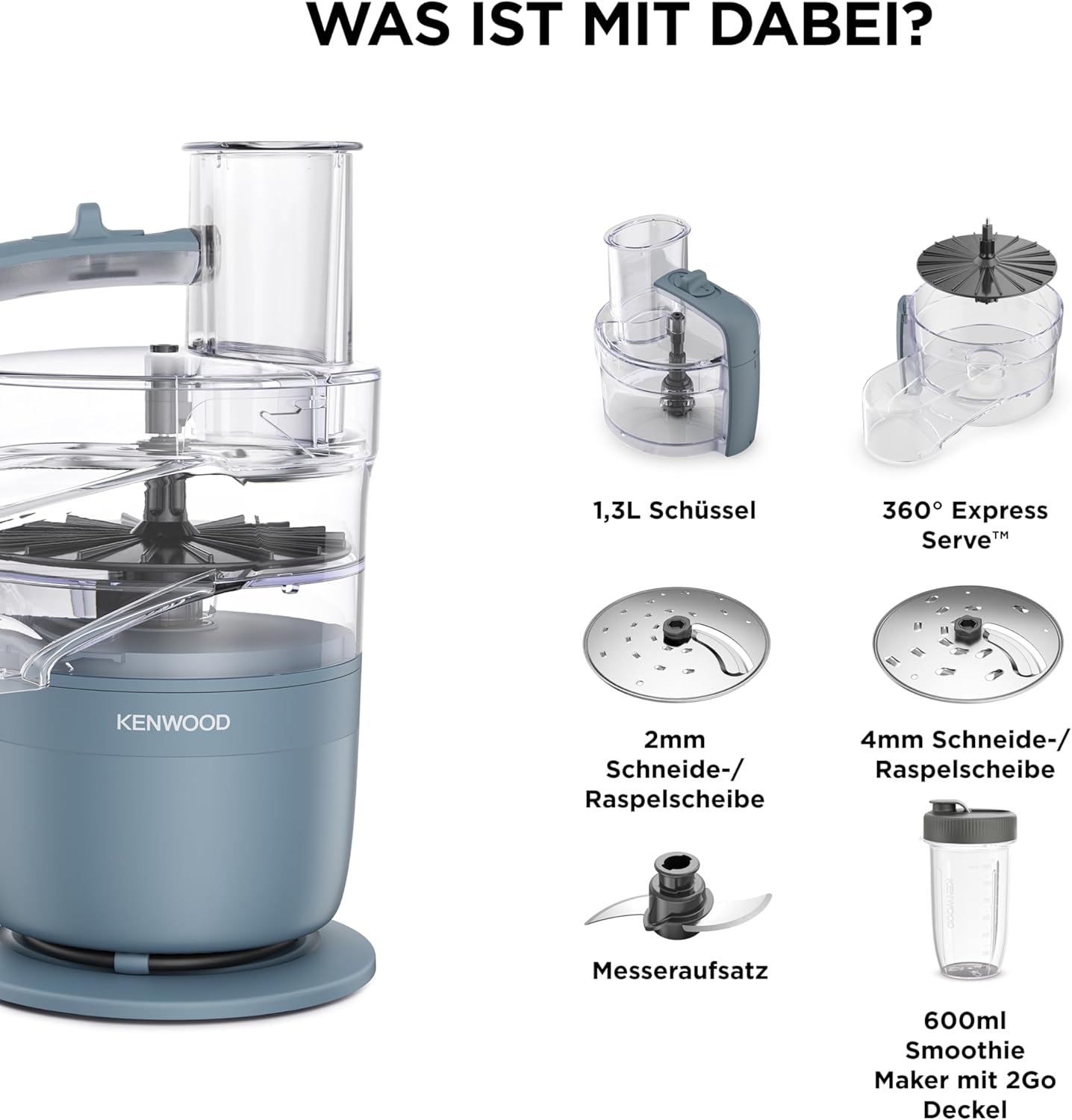 Multipro Go, Mit Standmixer-Aufsatz, 900W Blau