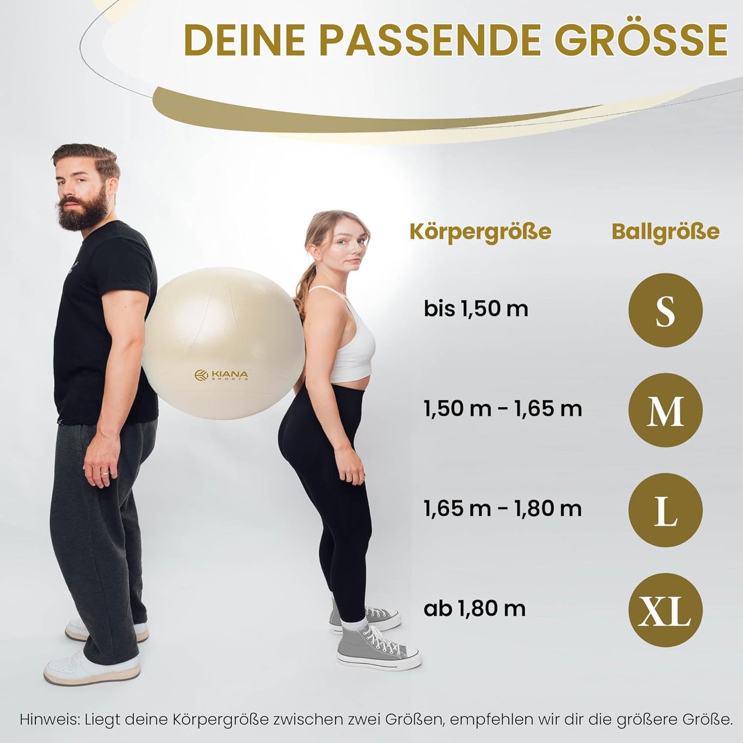 Gymnastikball mit Noppen & Pumpe, Perlweiß XL (für Körpergröße ab 180 cm)