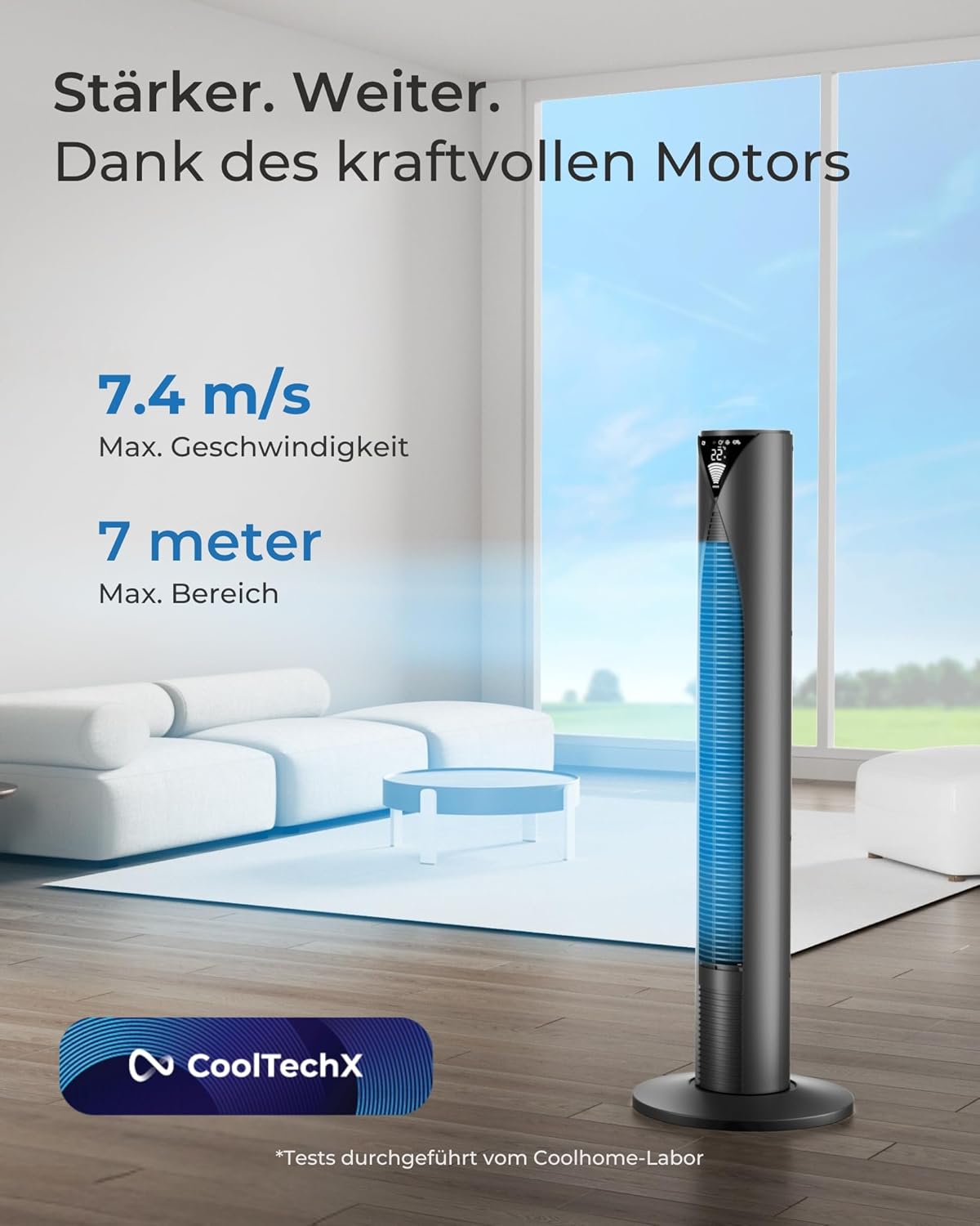 Turmventilator CF2205 mit Fernbedienung, Schwarz