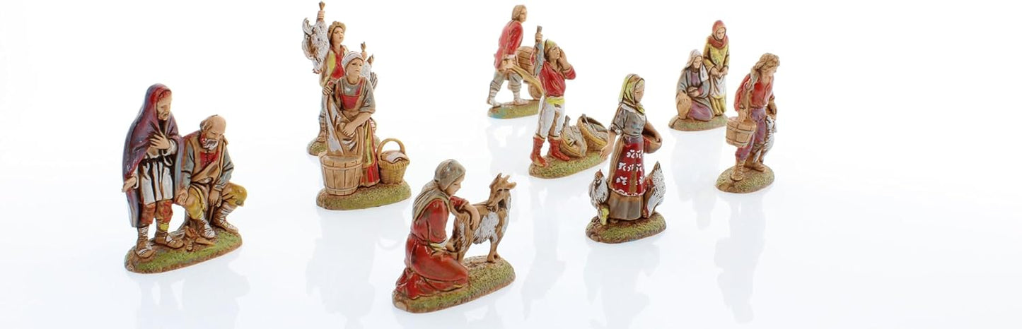 Neapolitanische Krippenfiguren, 9 Stück, 1:32, Für eine 6 cm grosse Krippe