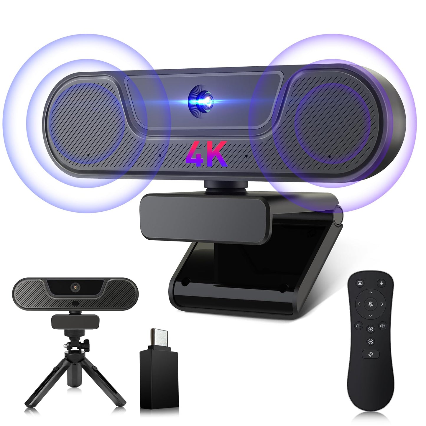 Webcam mit Mikrofon und Lautsprecher, V20 4K